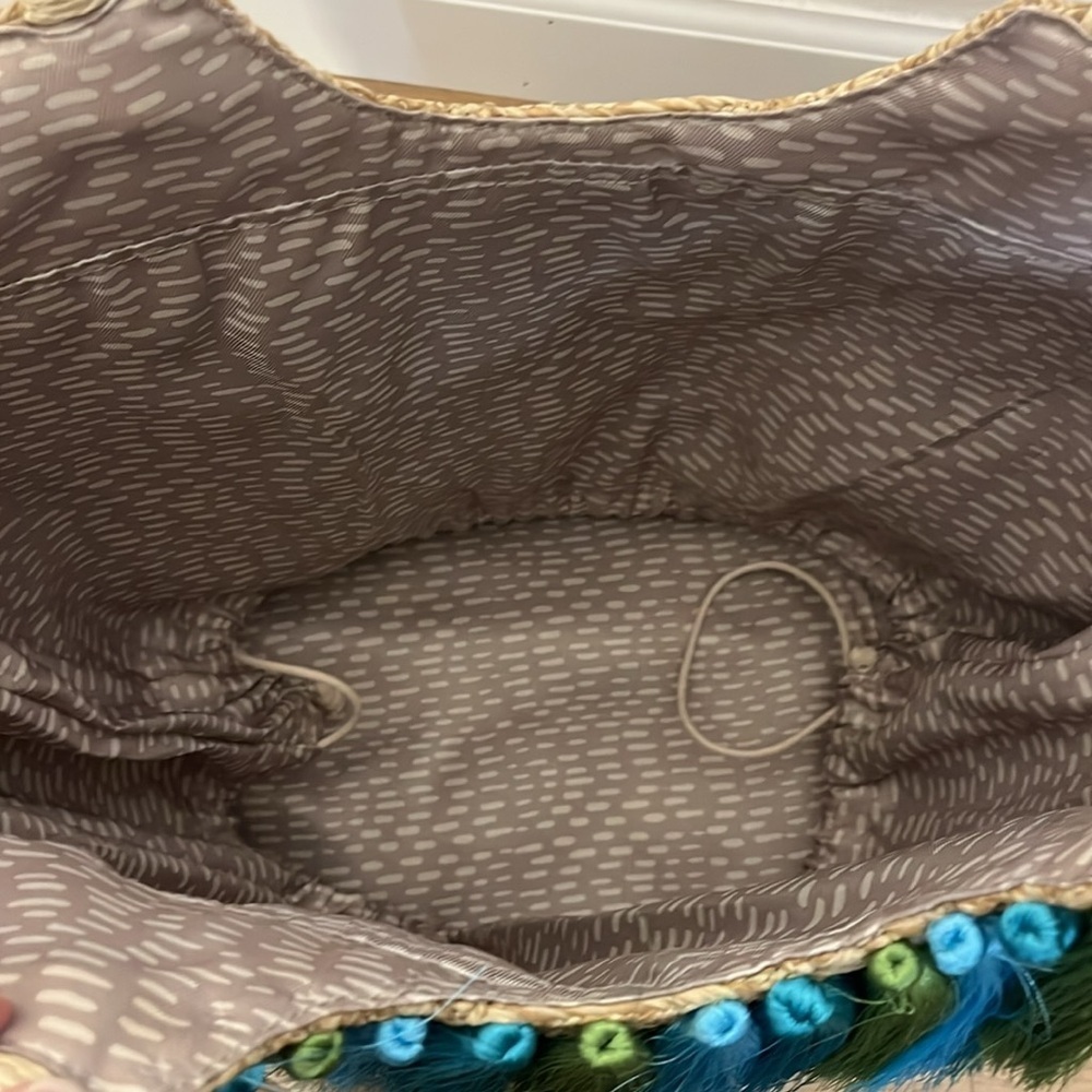 Sakroots Artist Circle Lola Beach Bag Natural Mojave Mirage Straw Tassels cactus - Picture 3 of 12